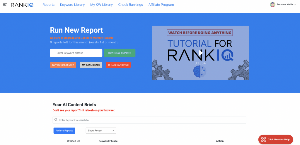 Rank IQ Dashboard - Why RankIQ is the Absolute Best SEO Blog Tool For New Bloggers