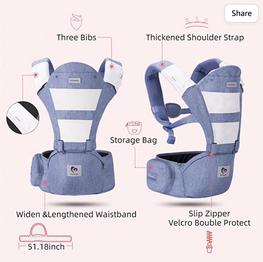 Baby Carrier, Bellababy Multifunction Baby Carrier Hip Seat 