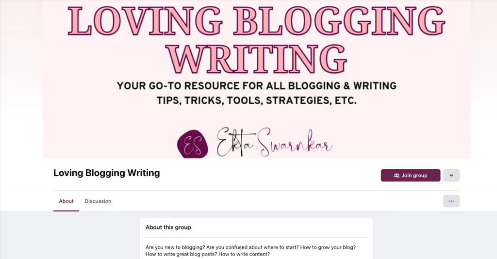 Loving Blogging Writing Facebook Group