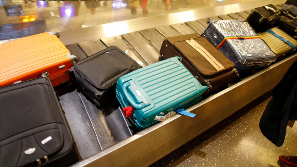 baggage on turnstyle in airport