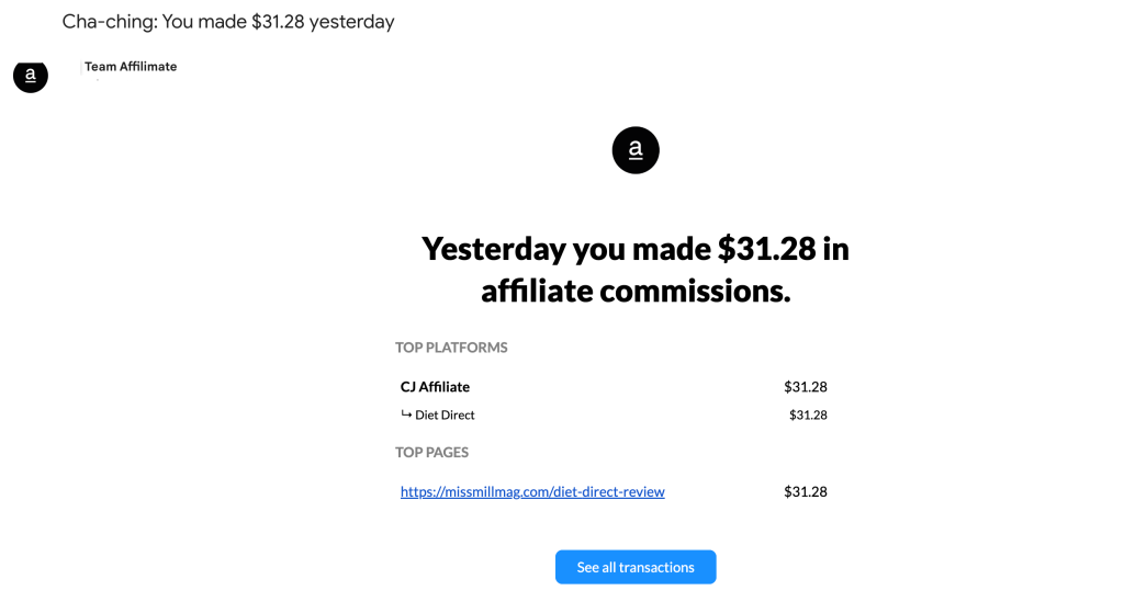 affilimate commissions email