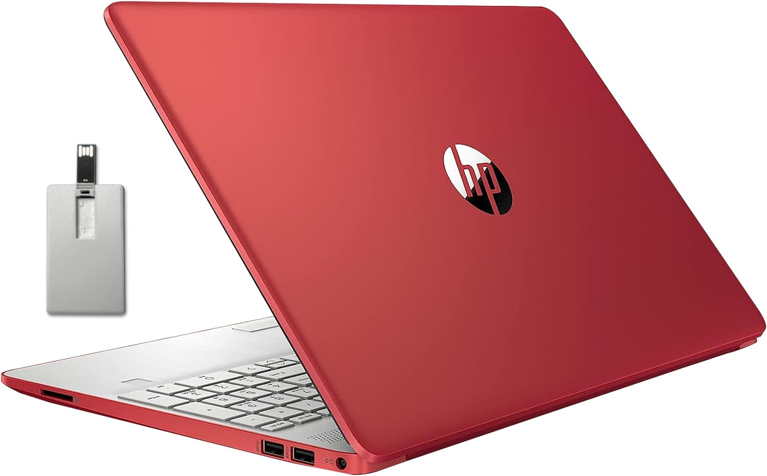 HP 15.6” HD Student Laptop, Intel Pentium Silver N5030, 32GB RAM, 1TB PCIe SSD, Intel UHD Graphics, HD Webcam, Numpad, Wi-Fi 5, Bluetooth, Win 10 S, Red, 32GB Snowbell USB Card