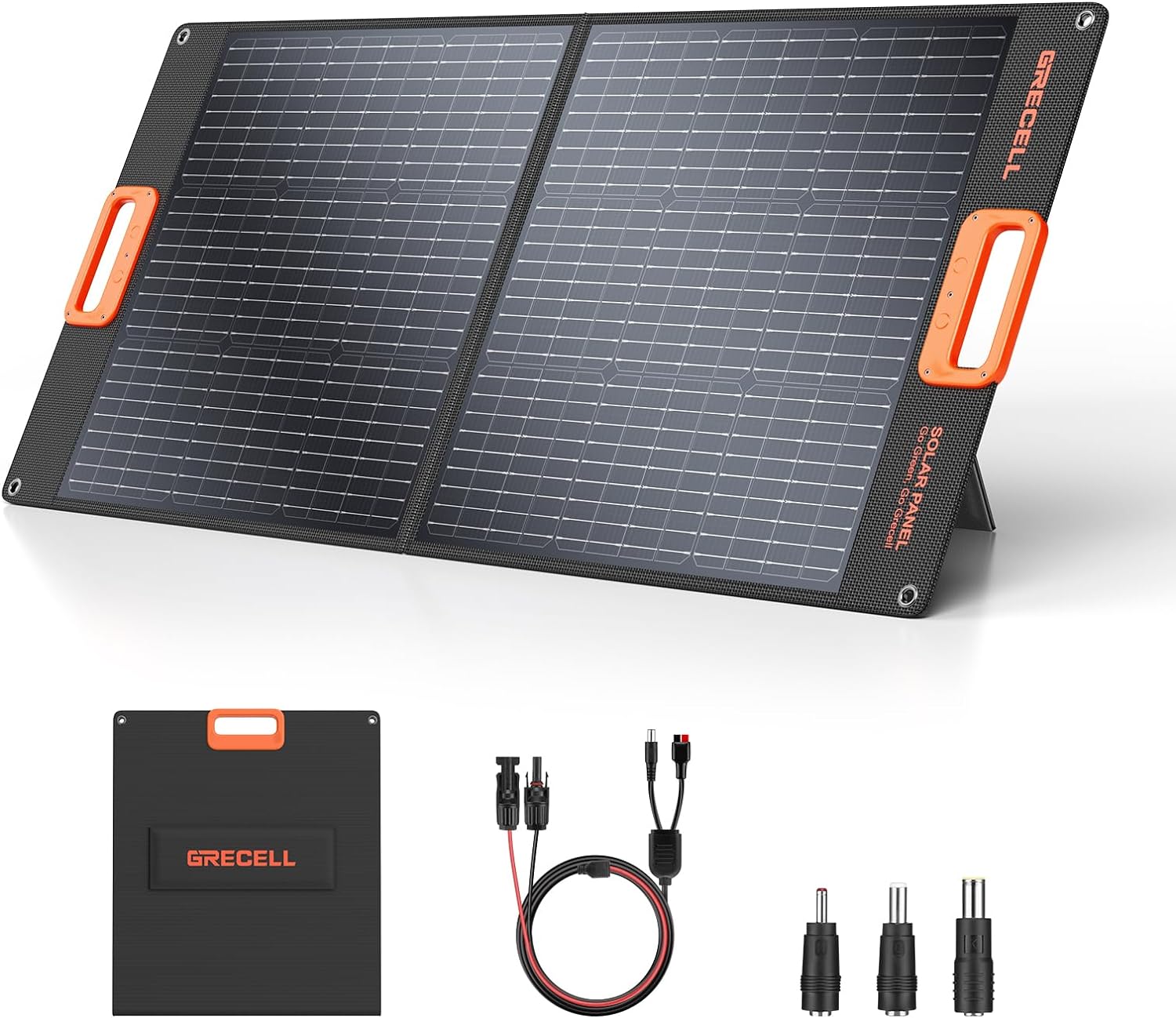 GRECELL 100W Portable Solar Panel for Power Station Generator, 20V Foldable Solar Cell Solar Charger with MC-4 High-Efficiency Battery Charger for Outdoor Camping Van RV Trip