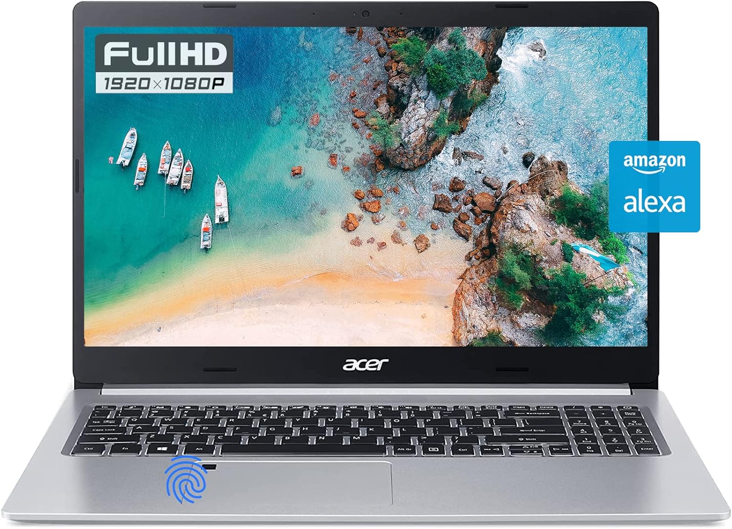 Acer Aspire 5 Slim Laptop 15.6 inch, AMD Quad-Core Processor, Full HD IPS, 12GB RAM 1TB SSD, Backlit KB, Fingerprint Reader, Alexa, HDMI, RJ-45, Webcam, WiFi 6, Windows 11 Home +Mousepad Silver