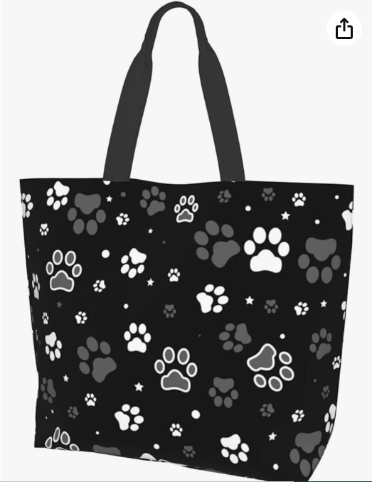 Dog Paw Tote Bag for Women Large Paw Print Bags Portable Beach Bag Reusable Grocery Bags Waterproof Sandproof Shoulder Handbag Aesthetic for Travle Gifts Work Weekend Gym Office Shopping School