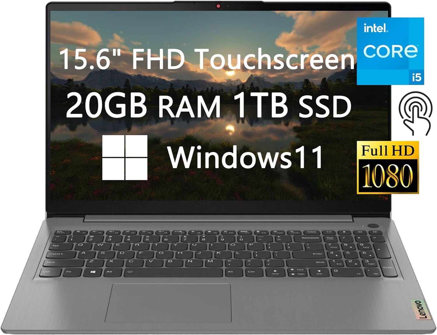 Lenovo 15 FHD Touchscreen Laptop 2023 Newest Upgrade Intel 11th Core i5-1135G7 20GB RAM 1TB SSD Bluetooth USB-C Fast Charge Windows 11 School and Business Ready Grey LIONEYE HDMI Cable 82H80358US