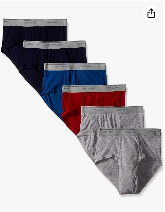 Fruit of the Loom Men's Fashion Brief (Pack of 6), Solids, Large