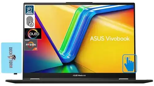 ASUS Vivobook S 16 Flip 16.0" OLED Touch WUXGA Touch 2-in-1 Laptop (AMD Ryzen 7 7730U 8-Core, 16GB RAM, 1TB PCIe SSD, AMD Radeon, Backlit KYB, Fingerprint Reader, Win 11 Home) w/Dockztorm Hub