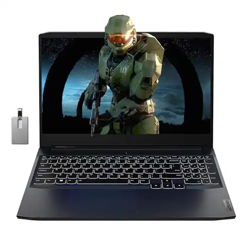 LENOVO IdeaPad Gaming 3 15.6” FHD 120Hz Laptop, AMD Ryzen 5 5600H, NVIDIA GeForce GTX 1650 4GB DDR6, 32GB RAM, 1TB SSD, Backlit Keyboard, Wi-Fi, Bluetooth, Black, Win 11 Pro, 32GB Hotface USB Card