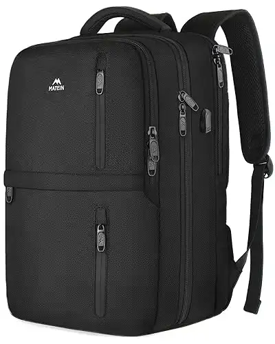MATEIN Carry on Backpack, 40L Flight Approved Large Travel Laptop Backpack with USB Charge Port, 17 Inch Water Resistant Luggage Computer Daypack College Overnight Weekender Bag for Men & Women, B...