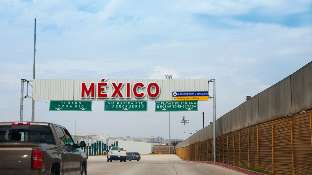 Car entering in Mexico