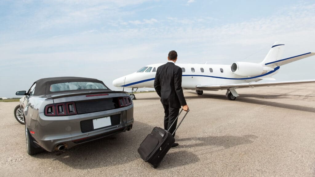 A man going for luxury travel in private jet