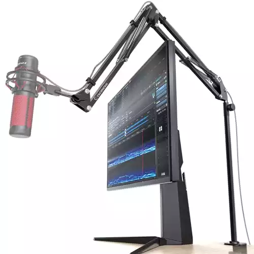 CACENCAN Boom Arm, 360° Rotatable Microphone Stand with Desk Mount, Foldable Desk Mic Arm with 3/8” to 5/8” Screw Adapter, Microphone Arm for Live Streaming, Gaming, Podcasting[Heightened…