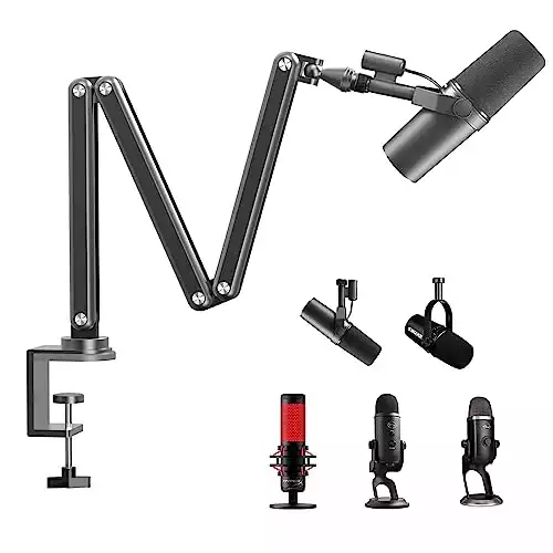 FULAIM Boom Mic Arm, 360° Rotatable, Adjustable & Foldable Desk Microphone Arm Stand, Sturdy Aluminum Alloy Mic Arm for Podcast, Video, Gaming, Meeting, Radio, Studio